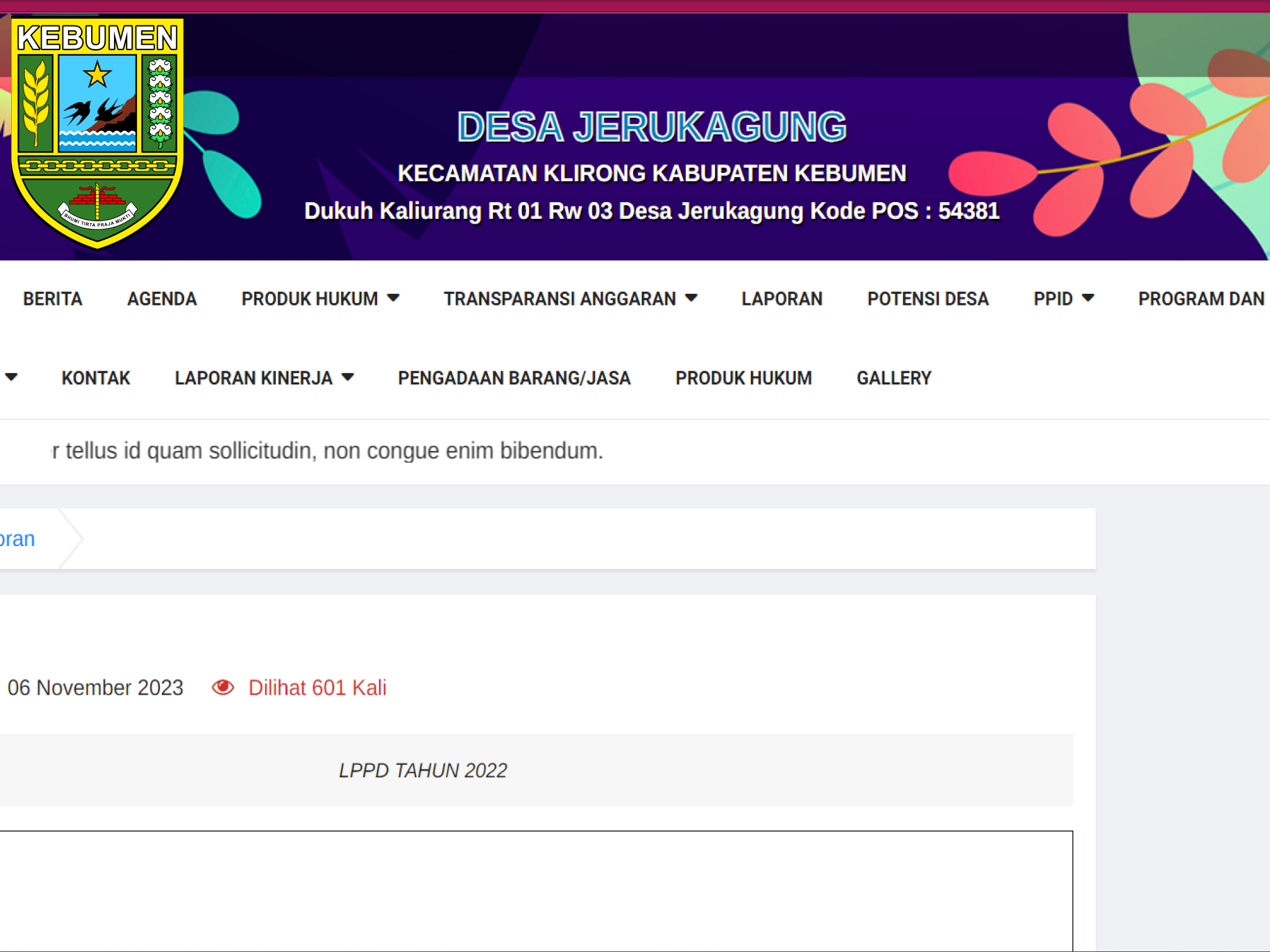Aplikasi Laporan Penyelenggaraan Pemerintahan Daerah Kabupaten Kebumen (LPPD)